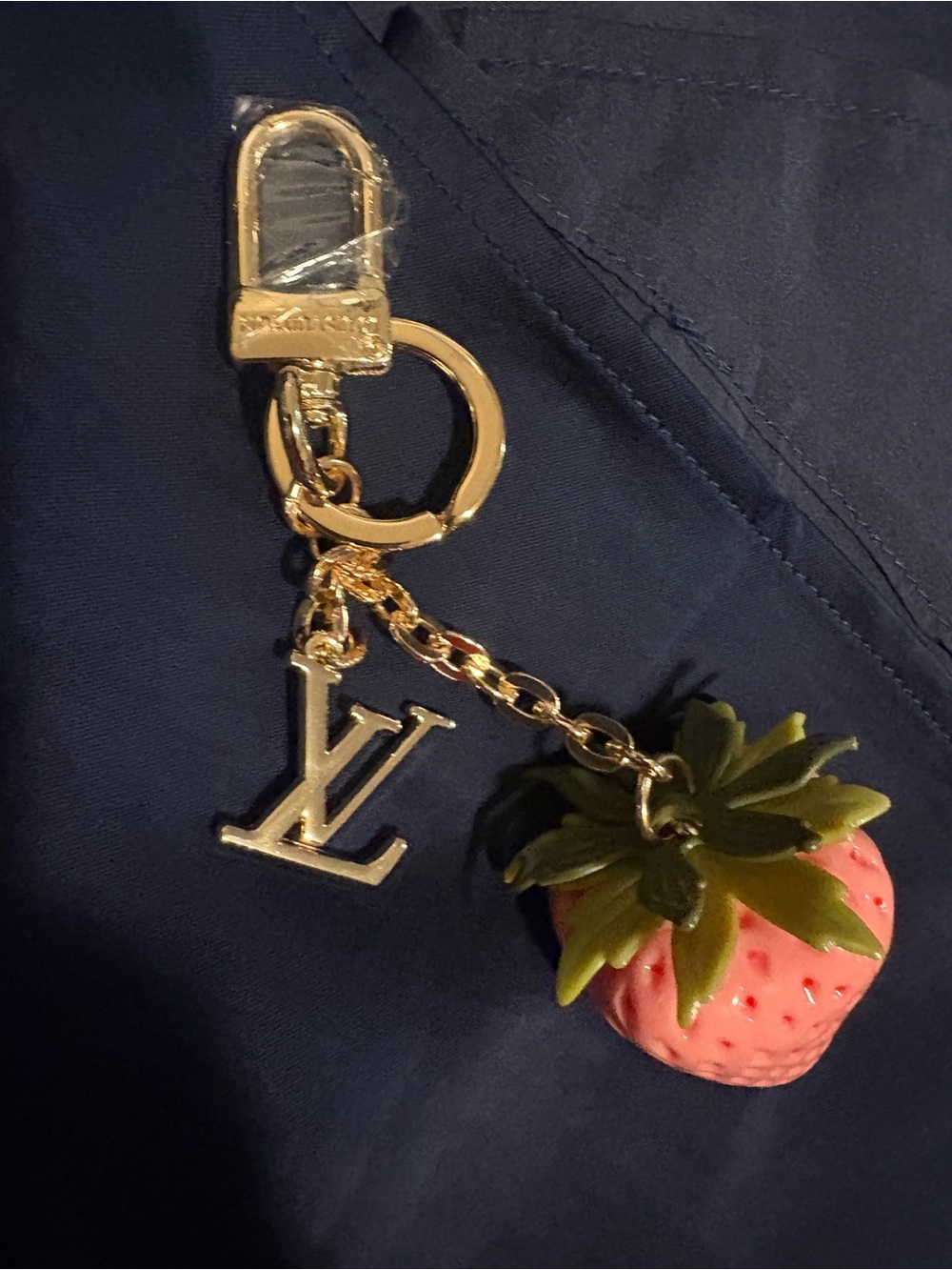 Louis Vuitton Strawberry Charm Key Holder in Pink with Gold Hardware